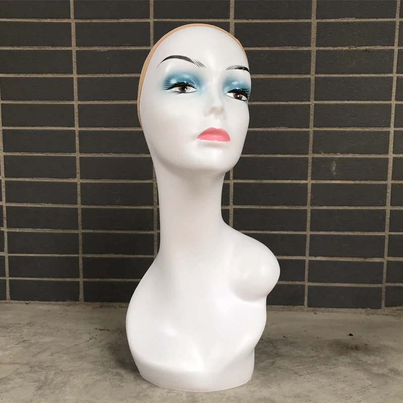 Practical White Skin Female Mannequin Head Wig Cap Scarf Display