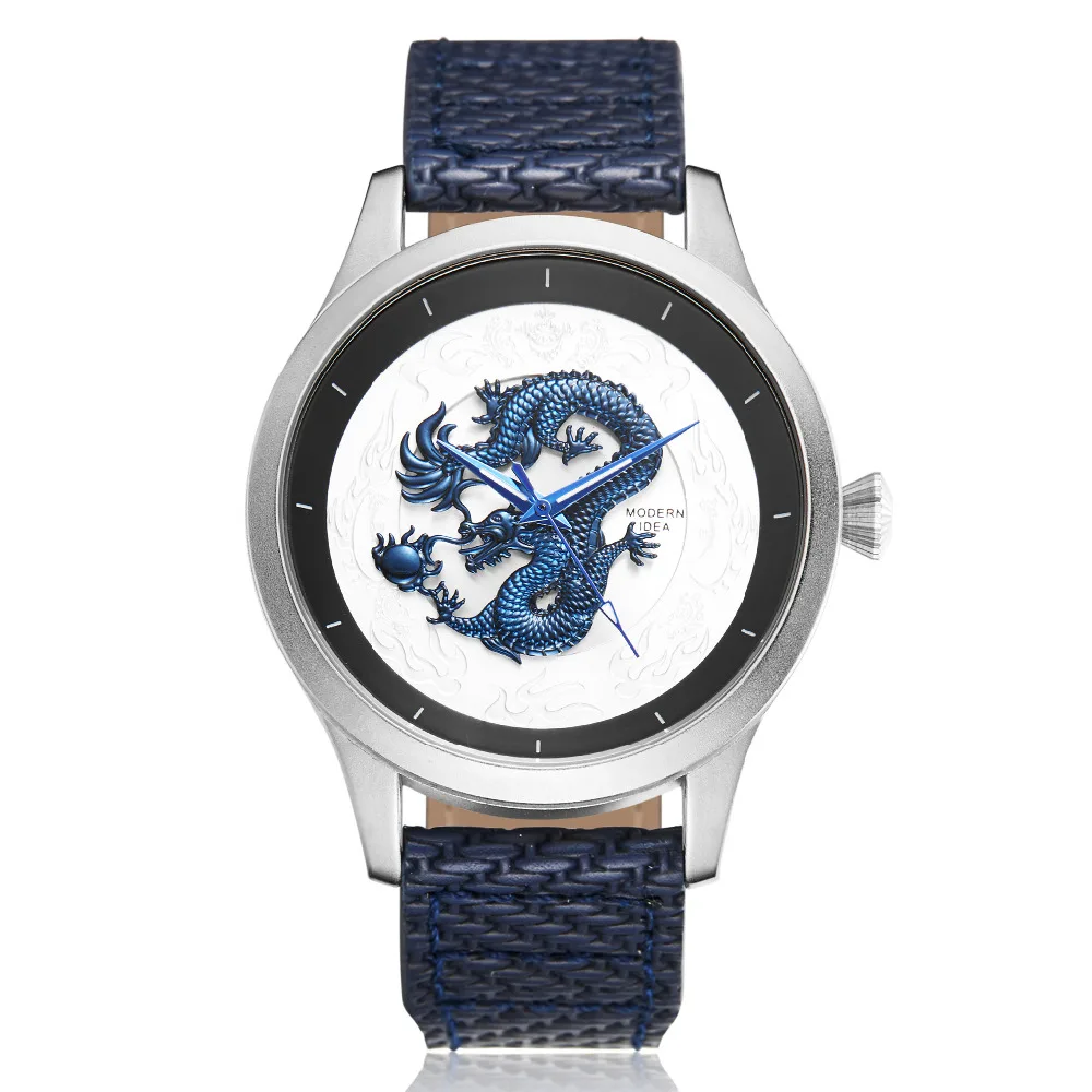 Мужские часы с гравировкой Dragon спортивные наручные большим циферблатом