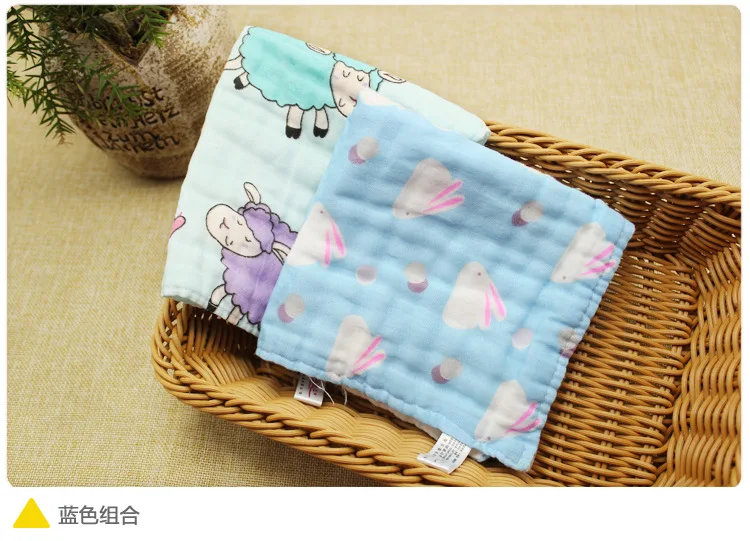 2pcs/lot Baby Face Towel 6 Layers of Gauze Washing Towel Baby Towel Cotton Printed Handkerchief 30*30CM