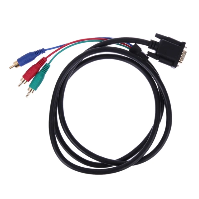 Special Offers 1.5m 5Ft VGA to TV 3 RCA Component AV Premium Version Audio Cable Adapter Cable copper for PC Laptop TV RGB display system