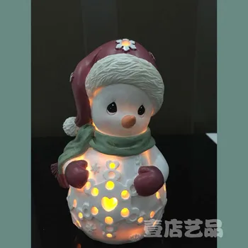 

Adorable Snowman With Red Hat Light Ornament Xmas Table Decoration Beauty Christmas Gift For Children