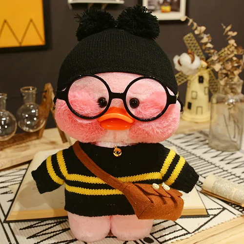 1 шт. 30 см Kawaii LaLafanfan плюшевые куклы игрушки Мягкая Плюшевая Утка Плюшевые игрушки для детей дети взрослые подарок на день рождения - Цвет: Black