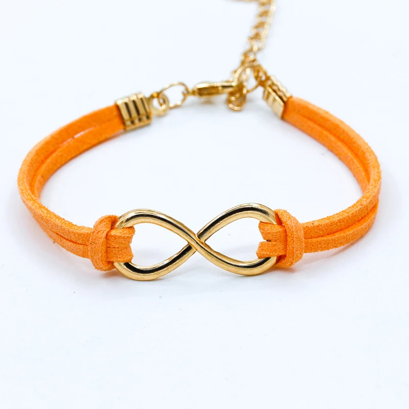 

New European Cheap Punk Fashion Vintage Infinity 8 Cross Leather Bracelets For Women Gift Bangles Men Jewelry pulseras 12 Colors
