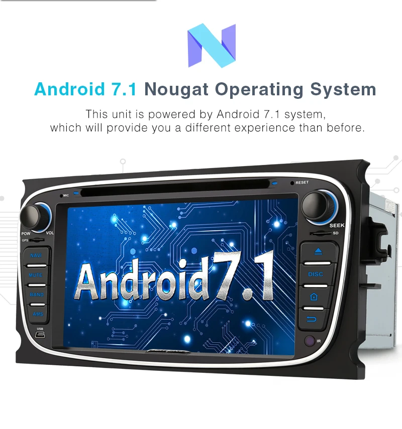 Excellent Pumpkin 2 Din Android 7.1 Car DVD Player GPS Navigation Quad-core 2G+32G Stereo For Ford Mondeo/Focus Wifi FM Rds Radio Headunit 3