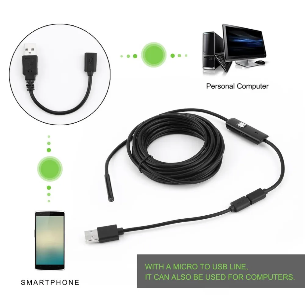 1 м/1,5 м/2 м/3,5 м/5 м Камера usb-устройство объектива кабеля Водонепроницаемый 6 светодиодный для Android эндоскоп мини-usb эндоскоп инспекционная Камера