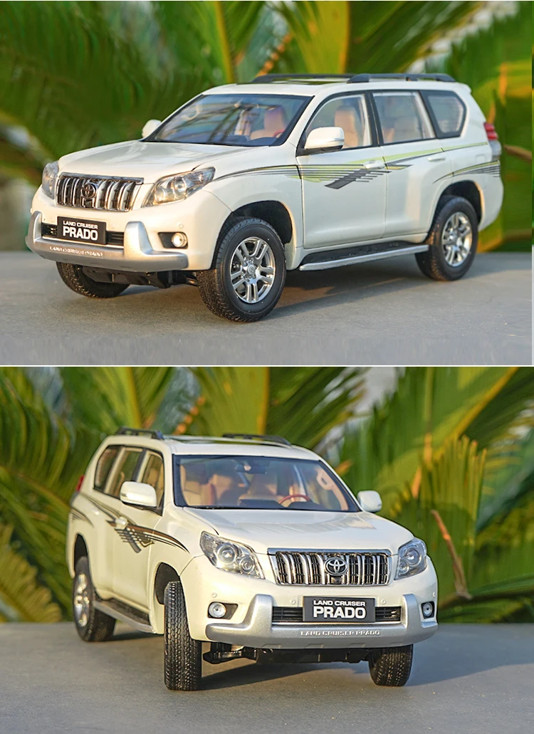 1:18 Toyota Land Cruiser Prado Diecast Suv Car Model Toys For Boy Gifts Collection Hobby White Green With New Original Box