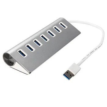 

7 Ports USB 3.0 Hub High Quality USB Splitter Adapter Super Speed Up to 5Gbs for Computer USB Hub for Laptop -Silver