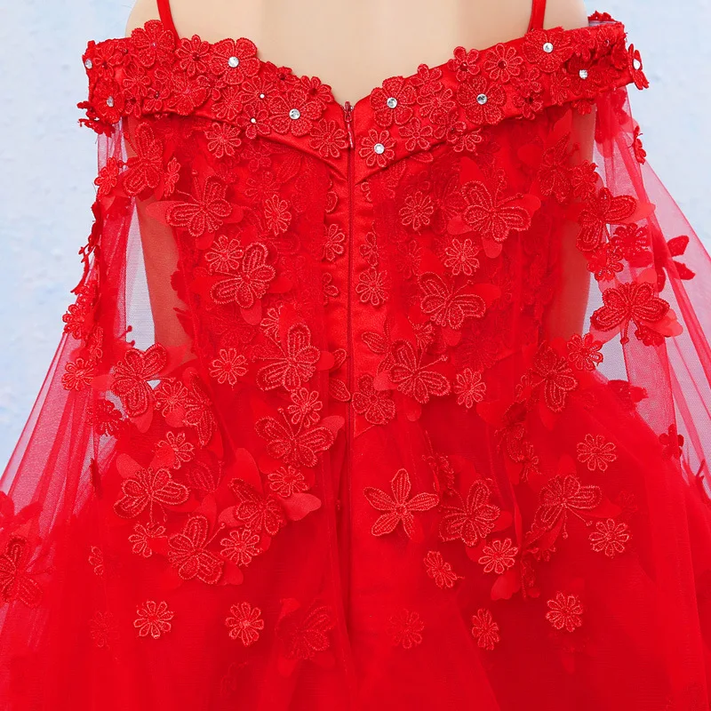 ; Красные Длинные Пышные Платья для девочек; Vestido infantil festa; платье с цветочным рисунком