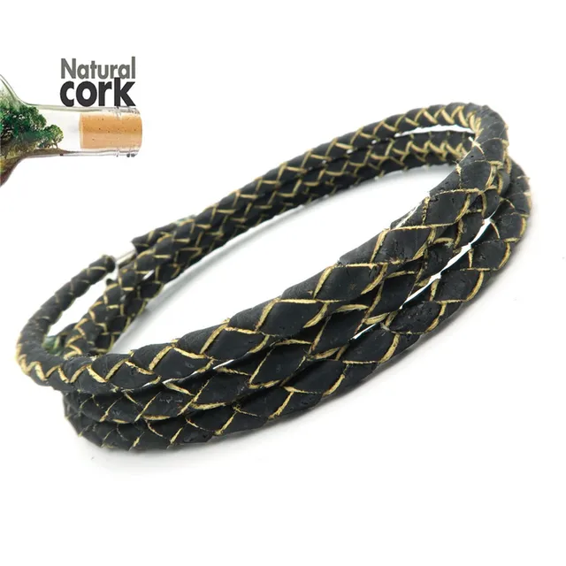 Potuguese Natural Cork 5mm Braided Black Leather Potuguese Natural Cork 5mm Braided Black Leather Jewelry Supplies Cord