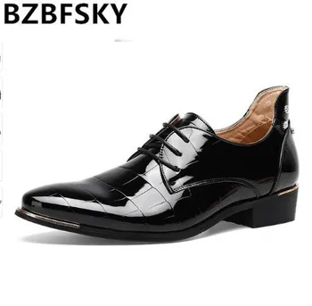 

BZBFSKMens Shoes Large Sizes Pointed Toe Men Red Dress Shoe Formal Shoes Homme Man Italy Dress Oxford Shoes Leather Wedding