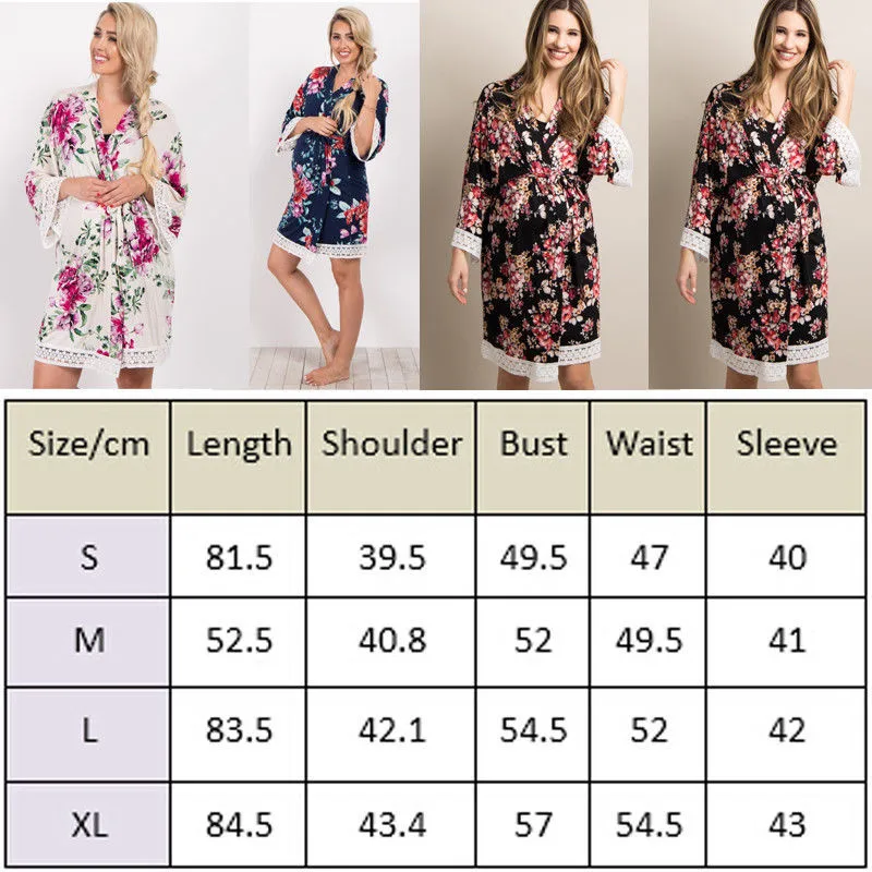 The Pyjama Party Ladies Maternity Nighty Nightdress and Robe with Feeding Straps S M L XL