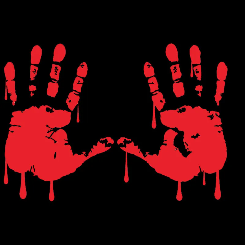 

10.5CMX15CM Pair of Zombie Bloody Hand Print Design Vinyl Car Sticker Accessories Black/Silver/Red C1-5002