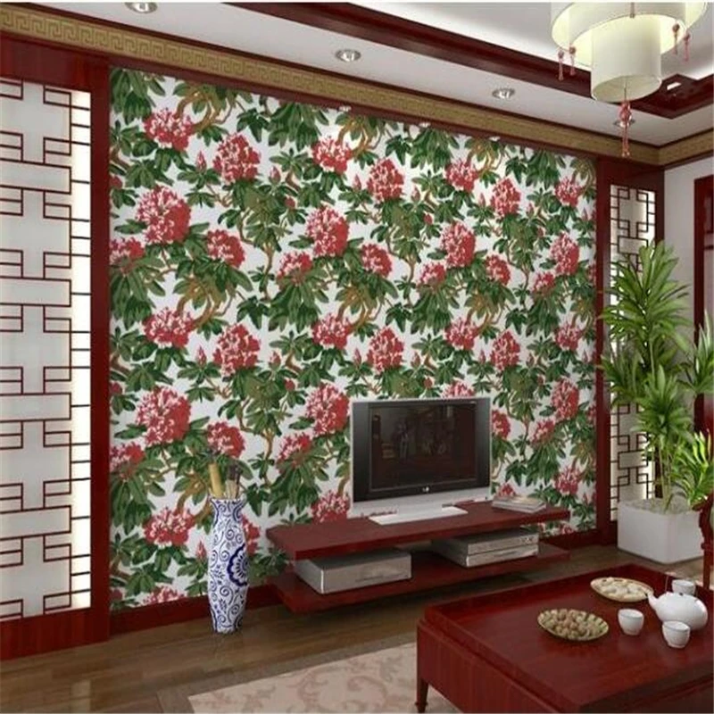 

beibehang High-end non-woven breathable green wallpaper living room sofa background dark personality imitation painted wallpaper