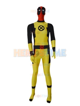 

Custom made Yellow Deadpool Superhero Costume Hot Sale Halloween Cosplay Party Zentai Show Suit Free Shipping