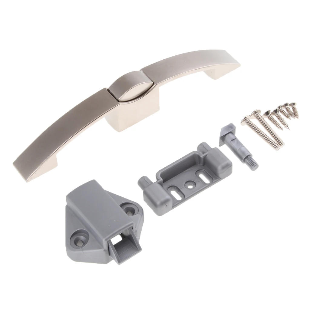 Solid Push Button Pull Handle Latch Lock Knob for Cupboard, Door, Cabinet, RV, Durable