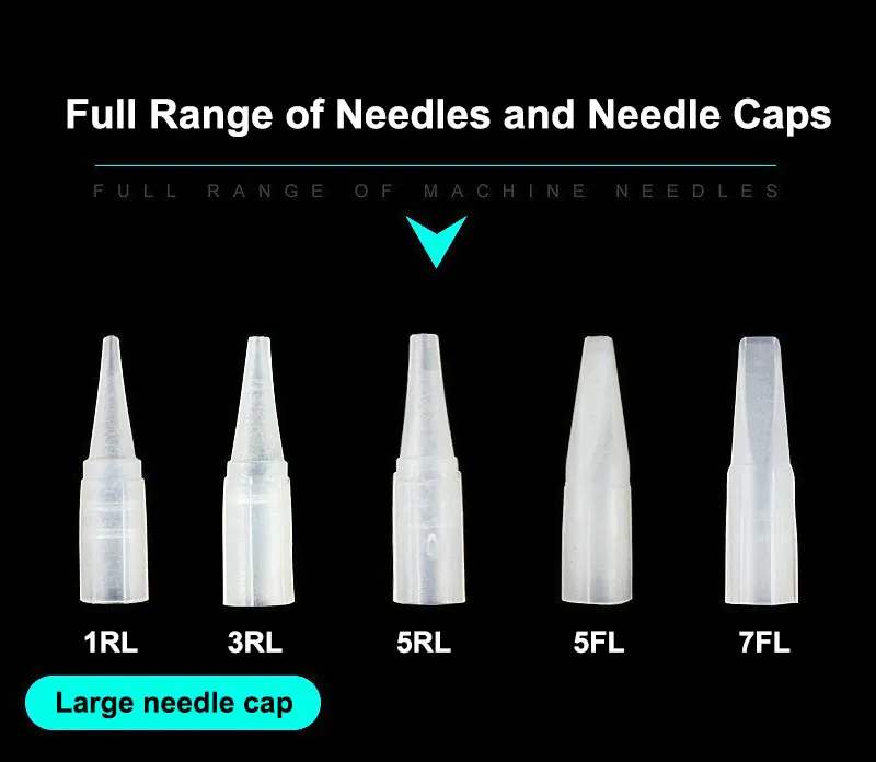 500 шт. иглы для станков для перманентного макияжа и колпачки для игл имеют большой колпачок и маленький наконечник для игл универсальная модель