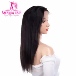 Аманда Малайзии Прямые Волосы remy парики Full Lace 150 Плотность средняя Размеры человеческих волос парики с регулируемыми ремнями натуральный