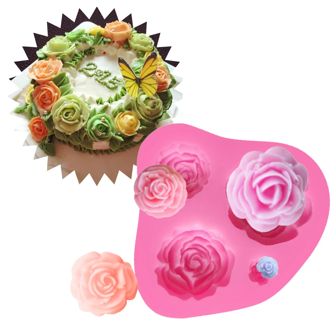 

Pastry Baking Tool 1PC Rose Flower Shape Silicone Cake Chocolate Soap Mold Fondant Cake Decorating Tools Kitchen Accessories