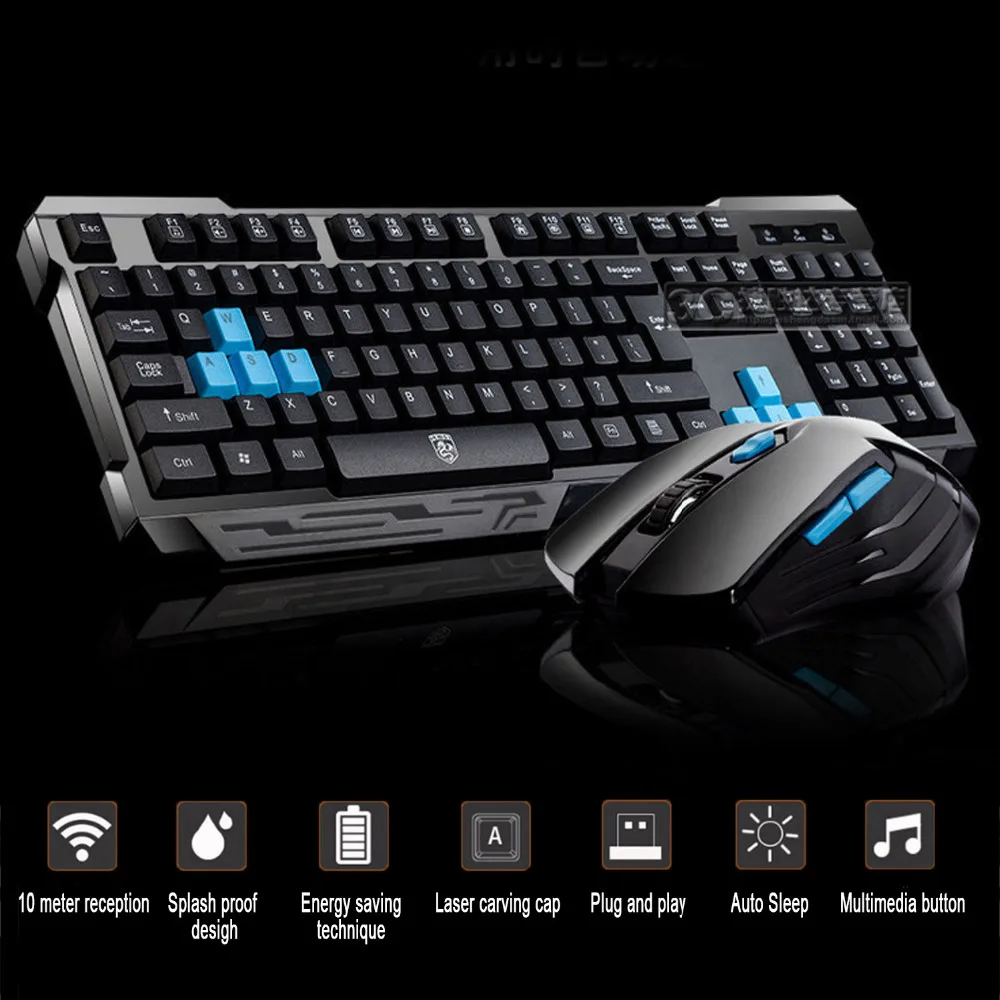 

Elisona Gamer 2.4G Wireless Keyboard Mouse Set Gaming Key Board Mice Combos for Computer Overwatch Lol Csgo Dota Game