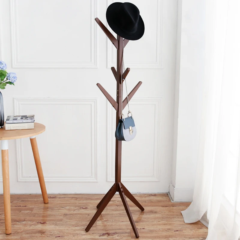 Креативный 8 крючков дерево форма твердой древесины пальто стеллаж для хранения дисплей стенд свободно свисающие шарфы шапка сумка одежда полка гостиная 175X45 см - Цвет: Dark Brown