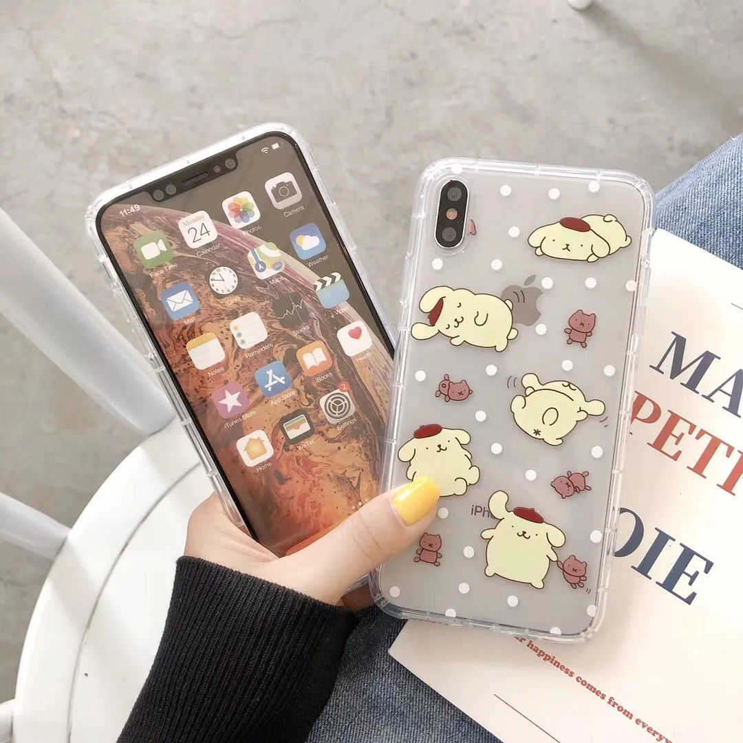 Корейский INS милый чехол для телефона Cinnamoroll My Melody для iPhone X, XS, Max, Xr, 8, 7, 6, 6s Plus, прозрачный чехол из ТПУ с рисунком японского аниме