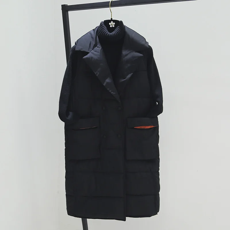 Plus Size XL Women Winter Vests 2018 New Medium Long Vest Cotton Padded Jacket Sleeveless Female Lapel Waistcoat Vest