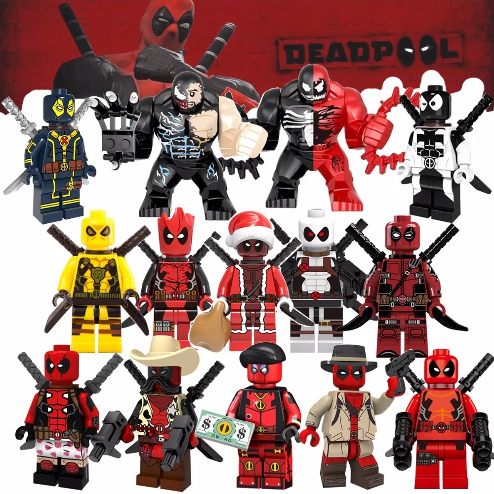 

Single Sale Deadpool Venom Spiderman Super Hero Action Movie Model Building Blocks toys for children mini legoings brick figures