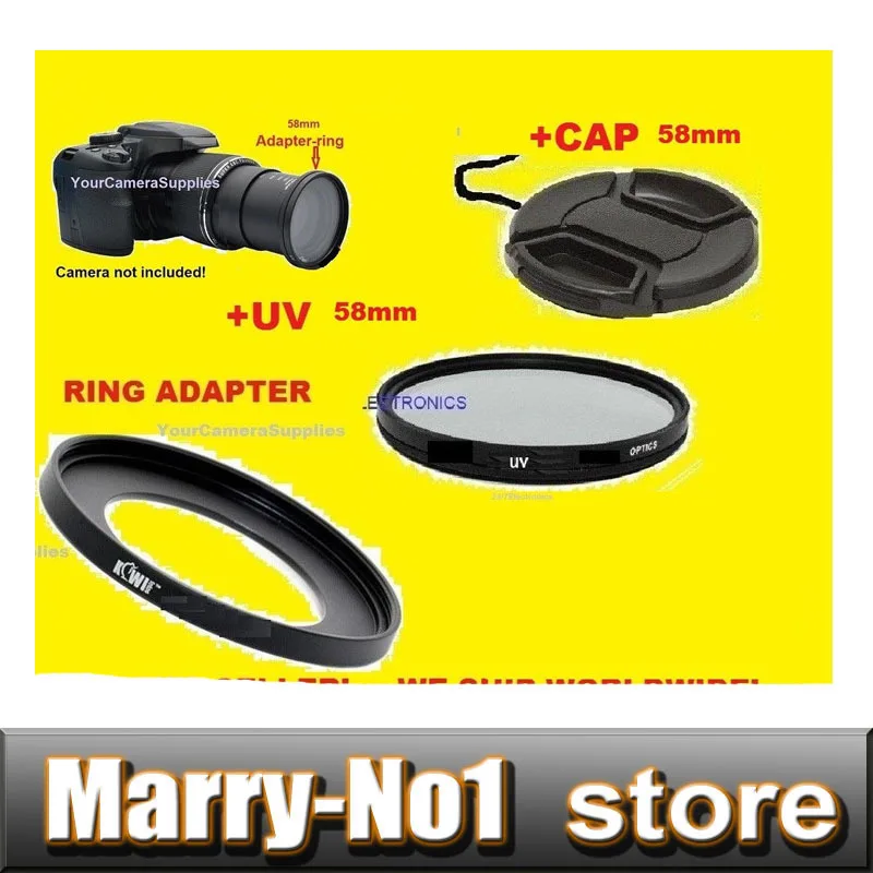Lens filter RING ADAPTER SX50 HS +UV FILTER+LENS CAP 58mm for Can&n PowerShot SX50HS