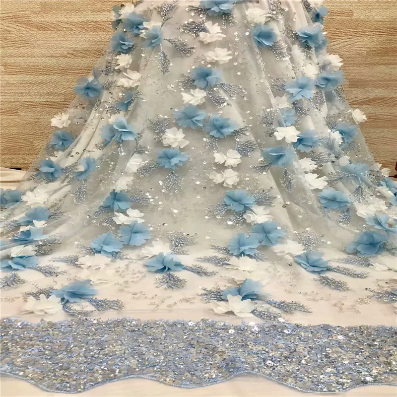 

Madison Latest African French Lace Fabrics High Quality Bridal 3d Lace Embroidery 2019 Nigerian Net Lace Fabrics For Wedding