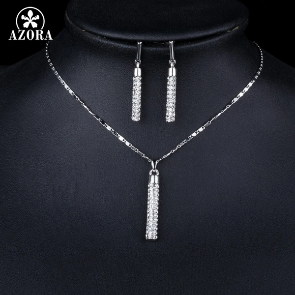 AZORA элегантное Прозрачные Серьги подвески и ожерелье TG0216|jewelry cost|jewelry snipsjewelry sofa |