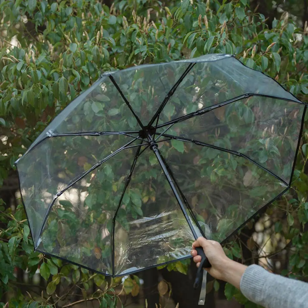 Transparent Umbrella Automatic Umbrella Rain Women Men Folding Clear