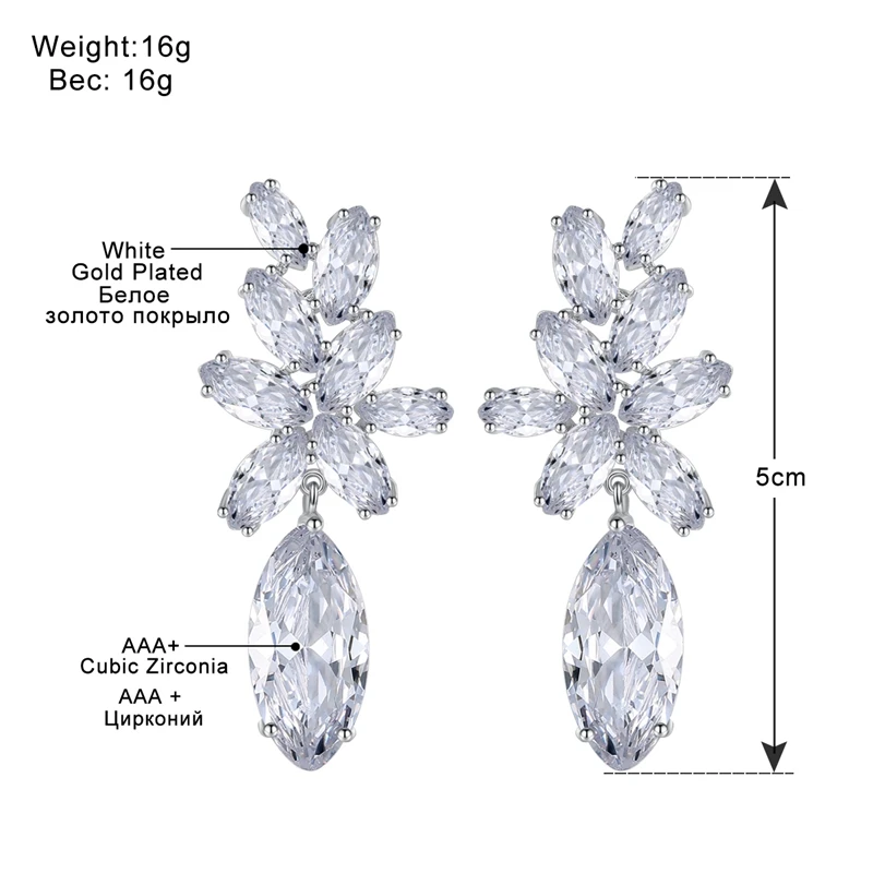 Mecresh Gorgeous Cluster Flower Drop Earrings for Women Statement Clear CZ Bridal Party Wedding Earrings Fashion Jewelry MEH1057