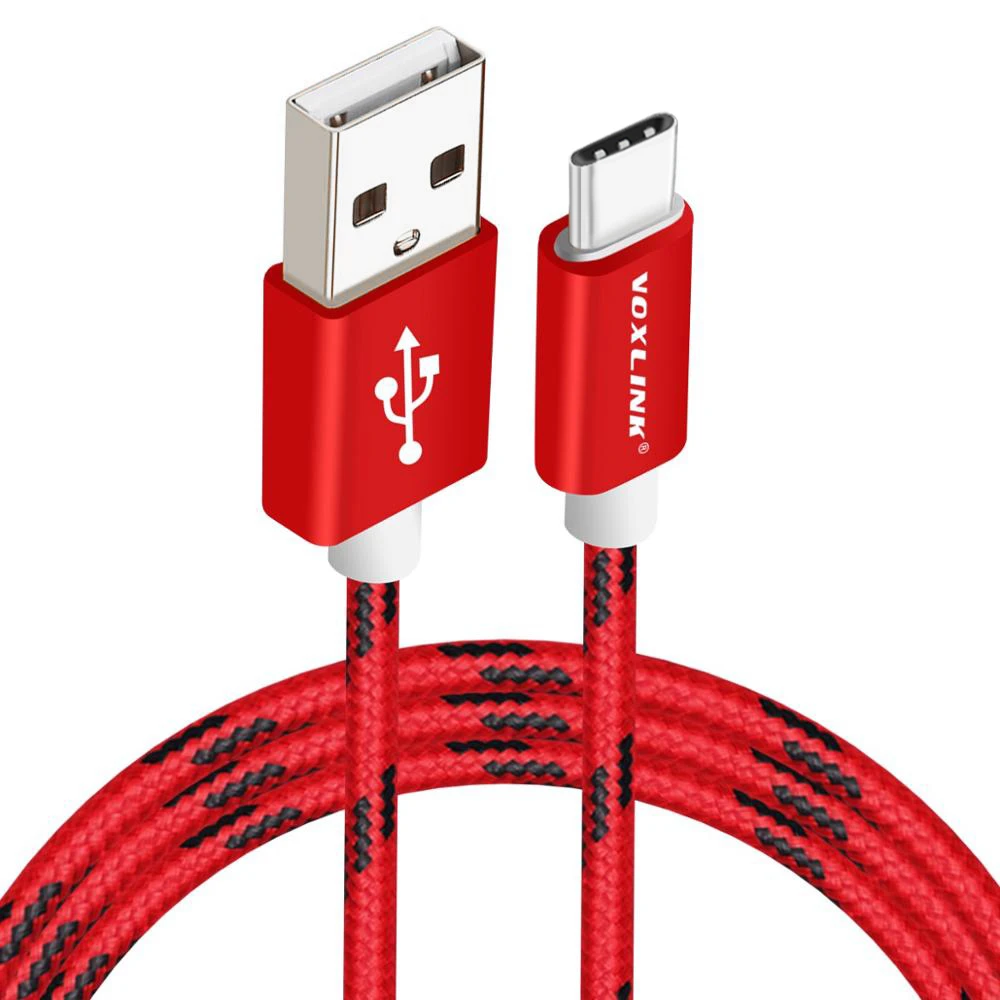 VOXLINK usb type C кабель для быстрой зарядки usb c кабель для передачи данных type-c зарядное устройство для samsung S8 S9 Note 9 8 Xiaomi mi8 mi6 зарядный кабель - Цвет: Red