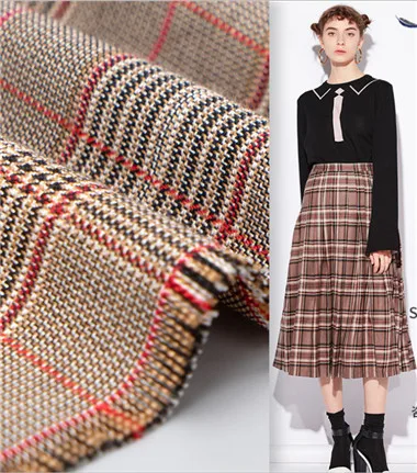 

Thin tc suit polyester-cotton yarn-knit houndstooth stretch fabric shirt dress fashion plaid fabric