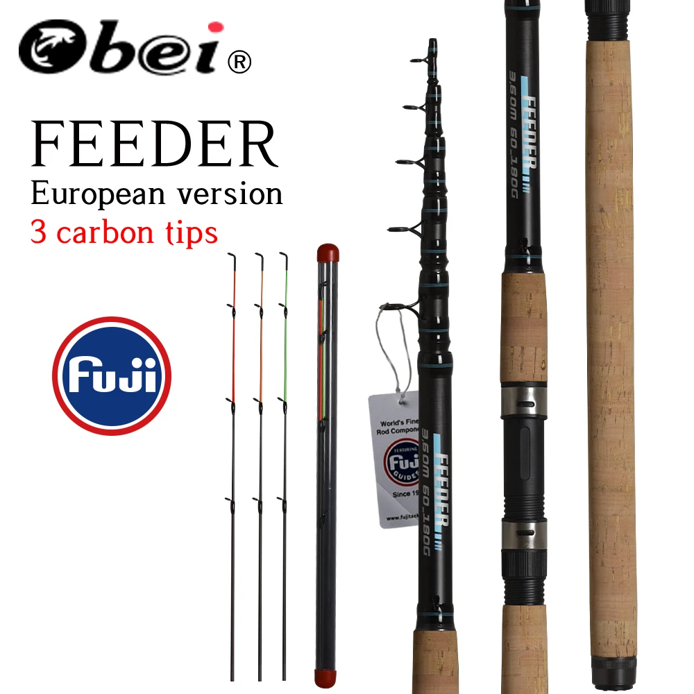 Prix OBEI mangeoire canne à pêche télescopique filature coulée voyage tige 3.3 3.6 m vara de pesca carpe chargeur 60 180g pôle