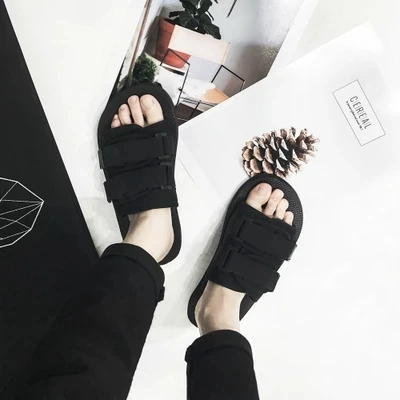 

Fashion Men Beach Black Slippers Comfortable Male Flip Flops Male Big Size Slides Slippers Summer Casual Shoes For Man