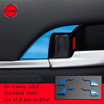 

1Set SS Car Interior Door Handle Sticker Trim for 8th Camry 2018 Door Puller Decoration Cover Decor Interior Mouldings Accessory