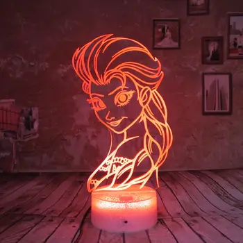 

Beautiful Elsa Queen 3D Light 7 Color Change Beautiful LED Art Desk Table Lamp Bedroom Baby Child Kid Toy Christmas Year