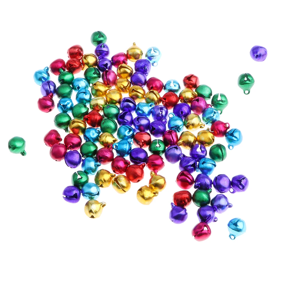 Set of 100 Pieces Lovely Colorful Jingle Bell DIY Craft Pendant Christmas Decoration Party Props Kits Kids Girls Adults Toys