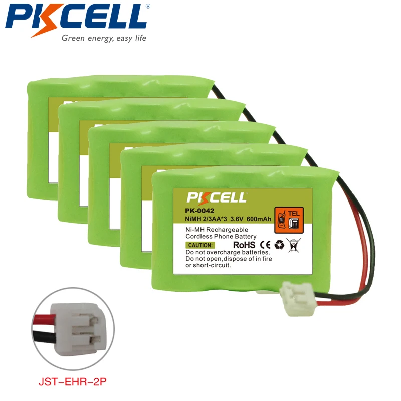 5 Pieces Cordless Phone Battery 3.6V 2/3AA*3 600mAh Replacement for Vtech CPH-403D GE-TL26145 PKCELL | Электроника