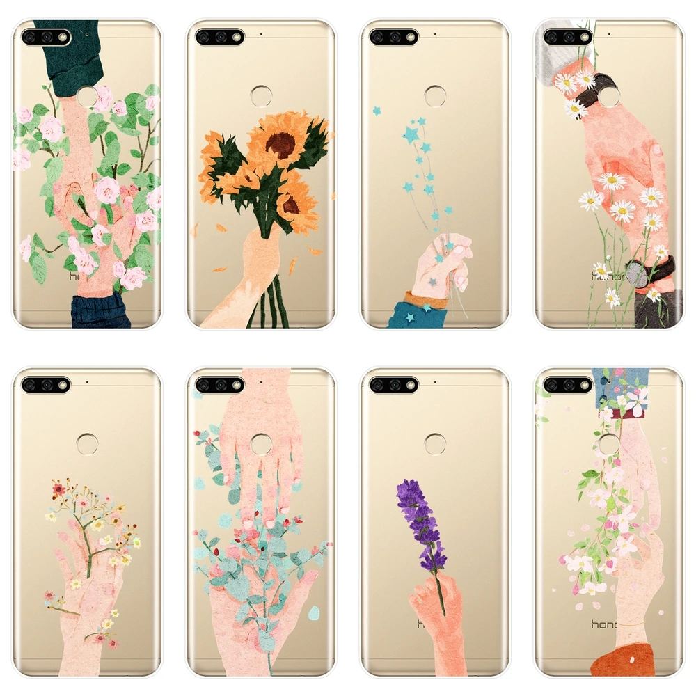 

Back Cover For Huawei Honor 10 9 8 8X MAX 7 7S 7X 7A 7C Pro Art Flower Silicone Soft Phone Case For Huawei Honor 7 8 9 10 Lite