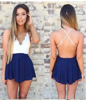 Women Lace Floral Striped Playsuit Skirt Shorts Sexy Jumpsuit macacao feminino Summer Style vestido Romper bodysuit roupas monos