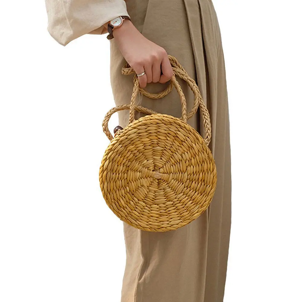

Straw Crossbody Bag Women Weave Messenger Bag Round Summer Beach Money Boxes and Handbags (Corn)