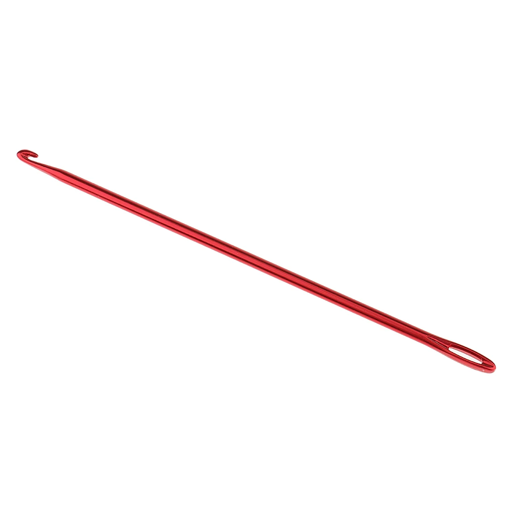 Afghan Aluminium Crochet Hook Knitting Needle Hand Knit Tool With Threading Hole