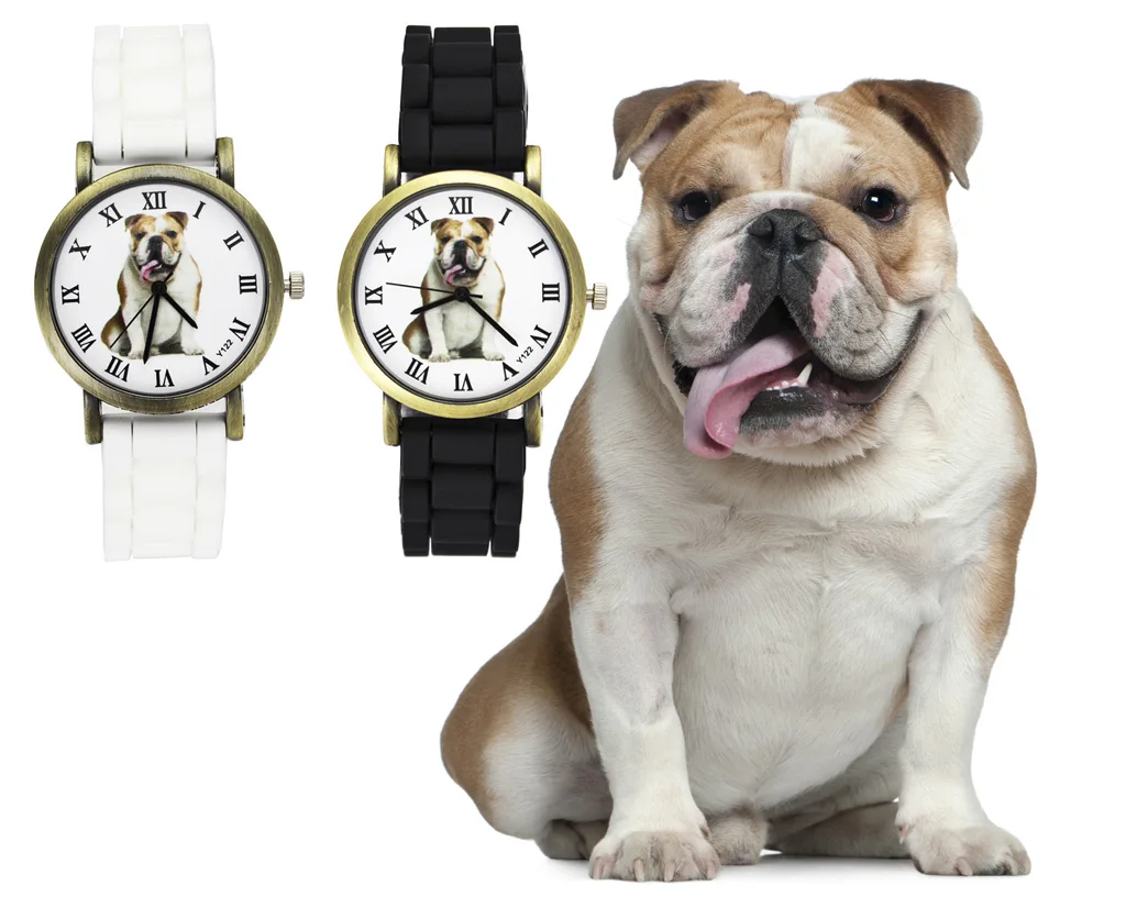 Bulldog Pet Love Dog мужские и женские часы модные спортивные повседневные Черные белые