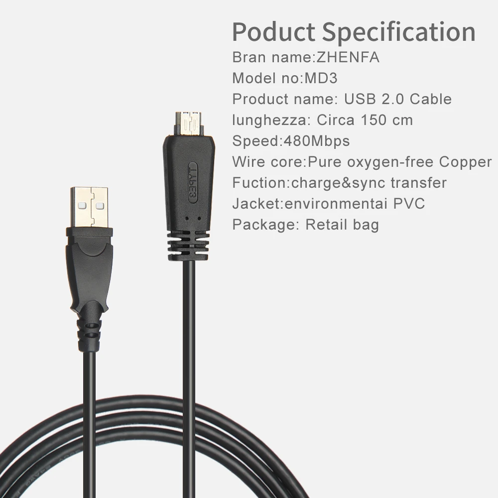 USB кабель для передачи данных Zhenfa VMC MD3 VMCMD3 Sony DSC TX66 Tx55 TX20WX30 WX10 WX9 WX7 WX5 W580 W570 W560 W390 W380