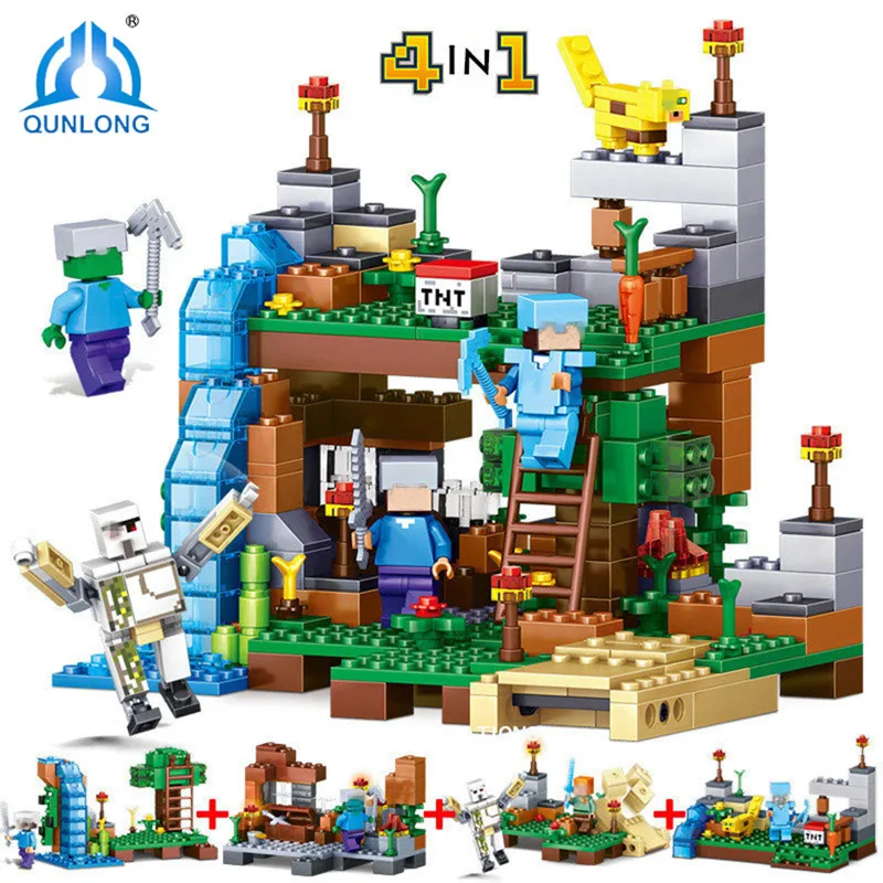 

Qunlong 378pcs 4 in 1 My World Compatible Legoed Minecrafted Figures City Building Blocks Bricks Educational Toys For Kids Gift