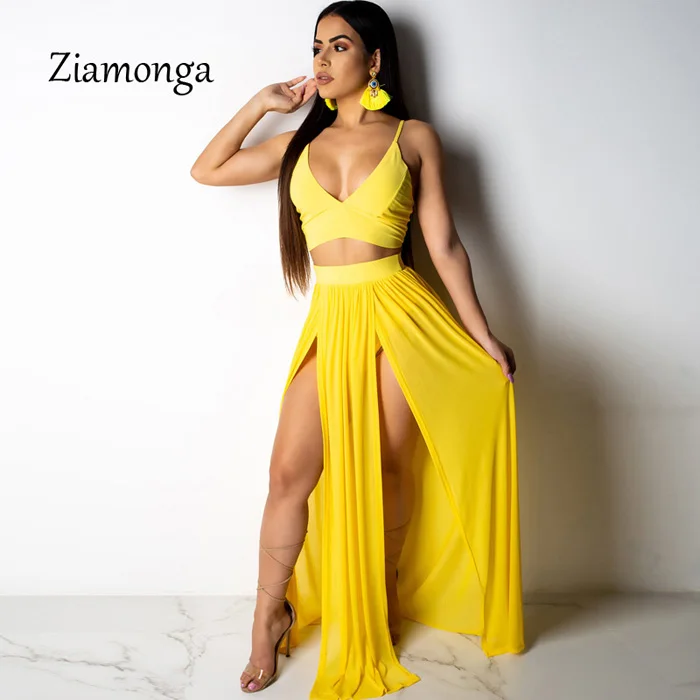 Ziamonga 2 шт Для женщин платье, сексуальная клубная одежда длинные Макси платья дамы Лето Спагетти ремень без рукавов п