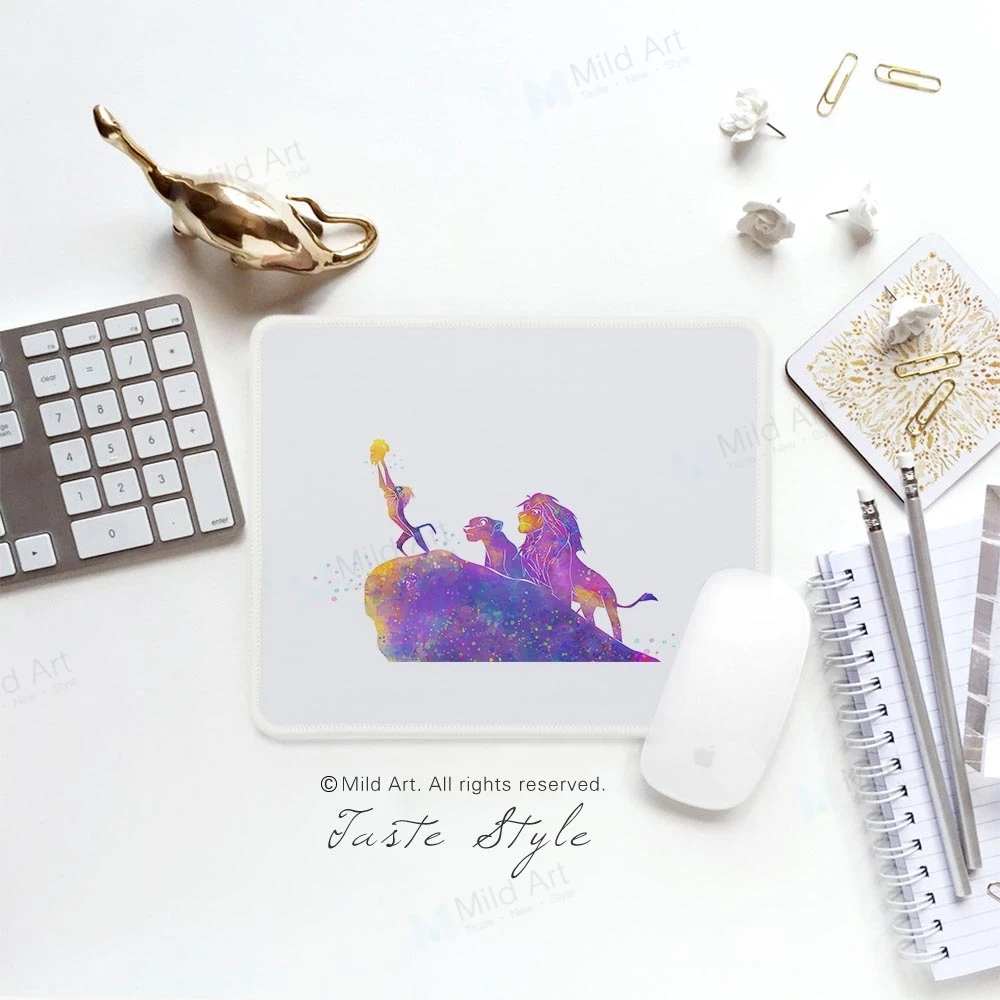 

Modern Watercolor Lion Pop Movie Anime Cartoon Art Print Cute Boy Kids Child Gifts PC Game Laptop Gaming Computer Mouse Pad Mats
