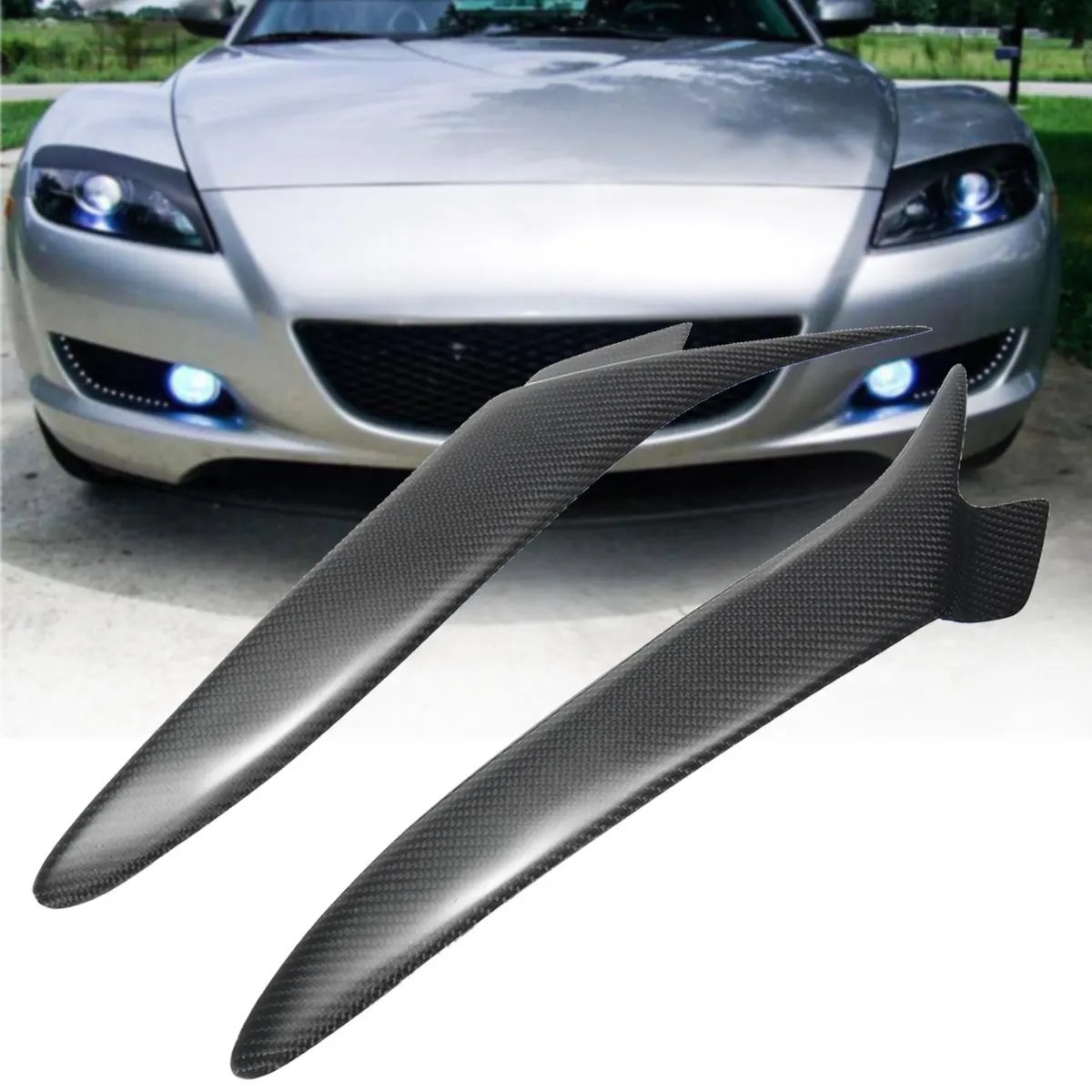

Car Front Headlight Eyebrows Eyelids Cover Carbon Fiber Pattern for Mazda RX 8 RX8 2004-2008 Car Styling Exterior Accessories